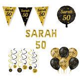 Sarah Verjaardag Versiering Pakket Zwart Goud